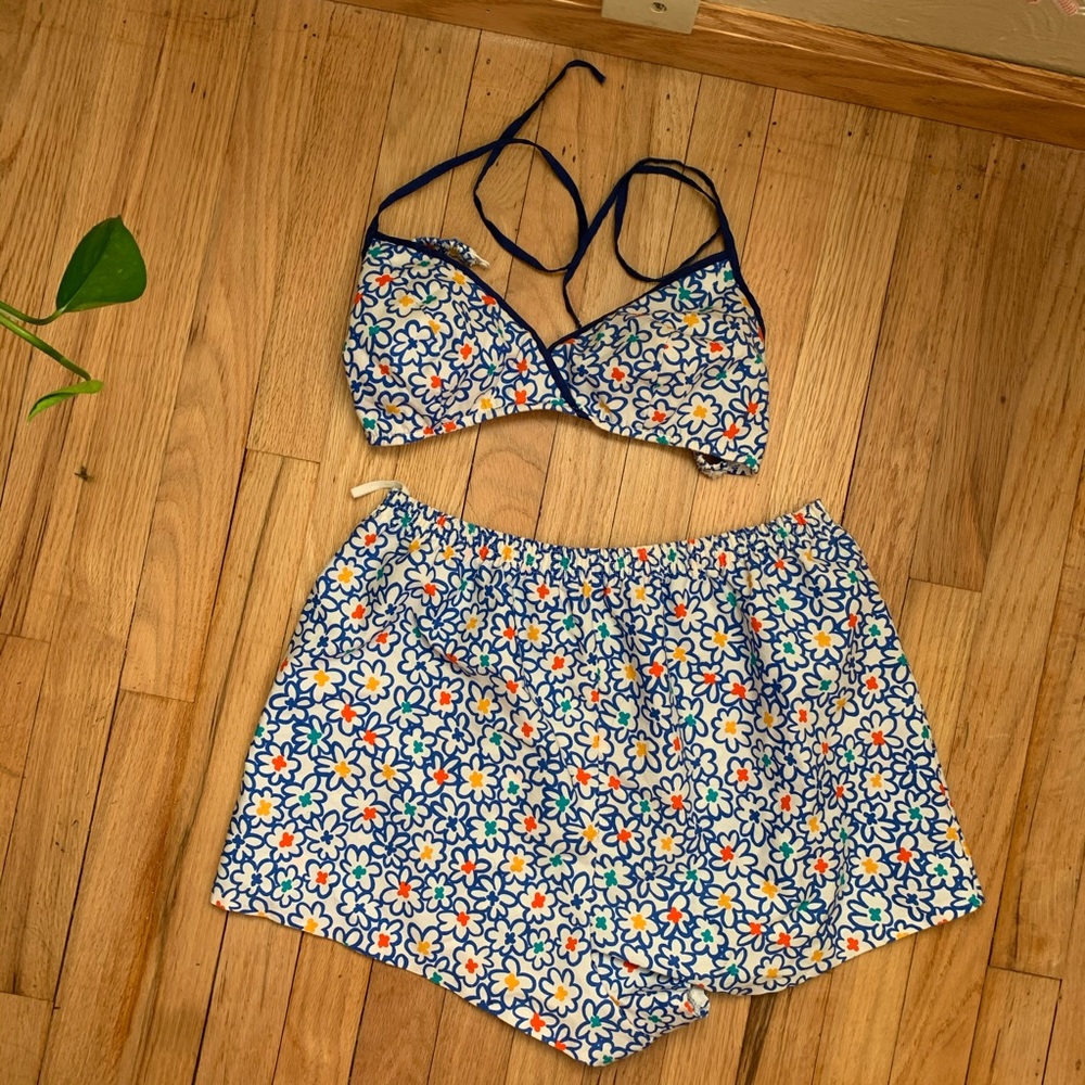 Vintage 90s 2 piece bathing suit shorts loungewear